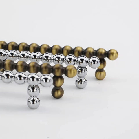 Vintage Brass Cabinet Pulls With Bead Detail Drawer Knobs, zinc alloy, antique look hardware with old school style.