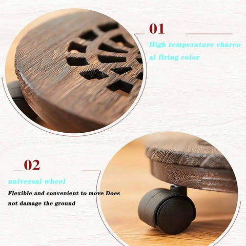 Real Pine Wood Plant Dolly With Heavy Duty Roll Casters And Waterproof Base For No Sweat Moving Indoor Outdoor Flower Pots Up To Two Hundred Pounds Superb Ride