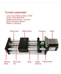 Rock Solid Linear Guide Ball Screw Sliding Table With 50 To 400 Millimeter Stroke For XYZ Axis Motion Control NEMA 23 Stepper Compatible Smooth Accurate Travel For CNC Machines And 3D Printers, showing labeled components and specifications.
