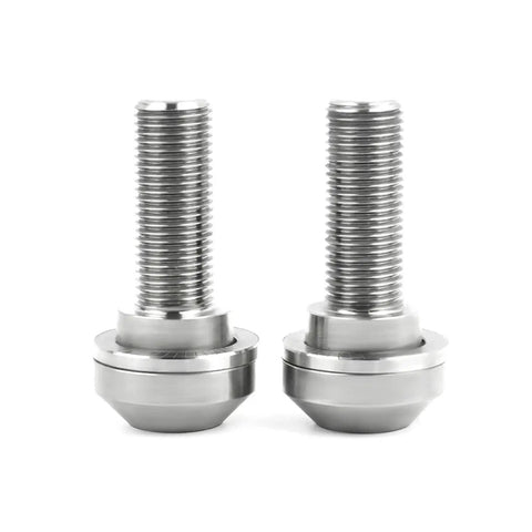 Premium Titanium Bicycle Hub Bolts 3/8 Inch 14mm Thread 1.0mm Pitch Front And Rear Fasteners grade five bike screws close up view