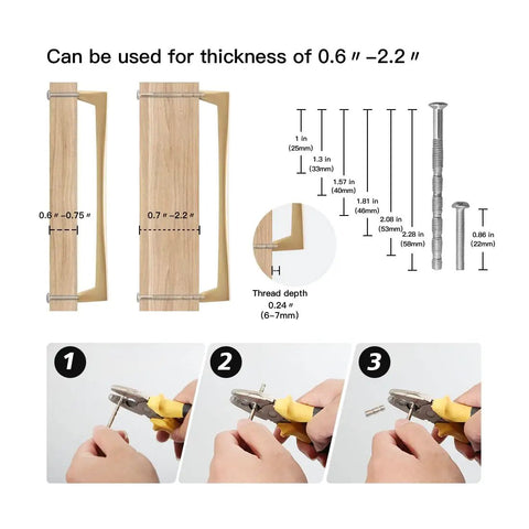 Brushed Gold Cabinet Handles 10 Pack, 7-1/2 Inch Hole Centers, Built To Last Solid Zinc Alloy Drawer Pulls for Kitchen, screw adjustment guide