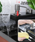 Stainless Steel Sink with Detachable Faucet Ello da Raindance Design Dual Waterfall (80×46×22cm) - Cup washer and soap dispenser.