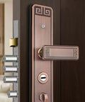 Heavy Duty Bronze Entry Door Handle Lock Set With Double Sided All Copper Anti Theft Cylinder for residential doors