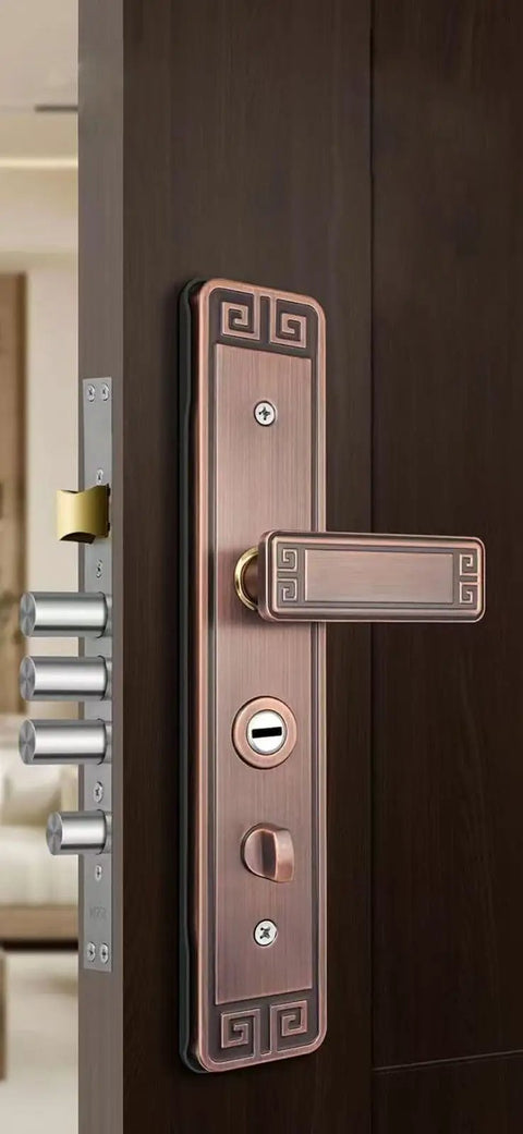 Heavy Duty Bronze Entry Door Handle Lock Set With Double Sided All Copper Anti Theft Cylinder for residential doors