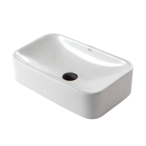 Rectangular Ceramic Bathroom Sink With Pop Up Drain White Finish Sleek Durable Glaze Great Value Scratch Resistant Surface Hygienic