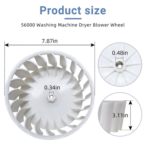 Washer Dryer Blower Wheel Assembly Replacement Fits Alliance And Similar Units 56000 510139 14218925 56000P D510139 R0603532 TU21426 TU21652 Beef Up Airflow And Drying Performance Reduces Noise And Improves Cloth Drying
