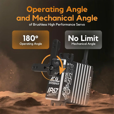 Beefy 55Kg Waterproof Brushless RC Servo Motor with 180° operating angle and no limit mechanical angle for recovery vehicles
