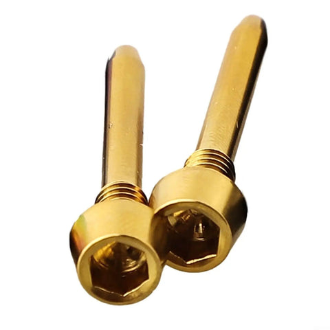 Upgrade Your Ride With These Gold 4 Pcs Alloy Disk Brake Pad Pins For Shimano Mt Series Bikes. This M4x26mm Retaining Screw Kit Locks Disc Calipers Securely To Stop Squeaks And Boost Control On Any Mountain Bike Trail Today. gold alloy brake pad pins