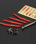 35mm Extended Wheelbase Suspension Kit With 70mm CVD Drive Shaft Upgrades For FMS FCX24 1 By 24 Crawlers - Extended Upper And Lower Linkage, Rock Bouncer Ready, Red Finish, All In One Upgrade. Red aluminum link arms and 70mm CVD shaft for FCX24 crawler