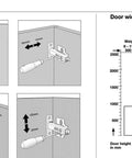 Diagram of 40 Pack Full Overlay Frameless Soft Close European Hinges With 110 Degree Opening 3D Adjustable Clip On Concealed Cabinet Doors And Screws For Modern Kitchen Cabinets DIY Friendly adjustments and door width guide.