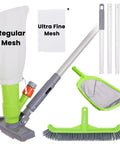 Deluxe Pool Cleaning Kit With Spa Jet Vacuum And Thirteen Point Five Inch Brush Semi Deep Skimmer Net And Fifty Seven Point Five Inch Adjustable Pole For Above Ground And Inflatable Pools No Fuss Quick Debris Cleanup