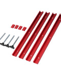 Heavy Duty Aluminum T Slot Track Kit with M8 Slider Blocks featuring Double Cut Red T Track 400mm and Pre Drilled Mounting Holes