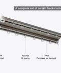 Durable aluminum ceiling curtain track system delivers smooth, silent sliding with load-bearing double rails and sleek champagne finish.