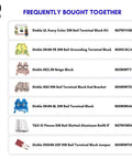 Frequently bought together list of DIN rail products including DIN blocks and slotted aluminum rail with part numbers.