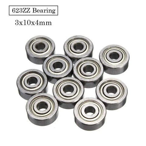 10 Pack Beefy 623ZZ Deep Groove Ball Bearings Kit Double Shielded Carbon Steel Miniature Bearings 3x10x4mm For Hobby RC Cars Drones And Projects Quiet Smooth Run, 10 pcs