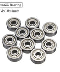 Ten Pack 623ZZ Ball Bearings Deep Groove Double Shielded Carbon Steel Miniature 3x10x4mm Kit For DIY Projects And Small Gear With Smooth Spin And Long Lasting Durability, 10 bearings