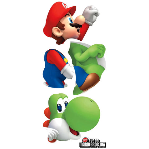 Nintendo Super Mario Bros Peel And Stick Giant Wall Decals With Yoshi And Mario, 24 Piece Wall Art Kit, 23x32 inches