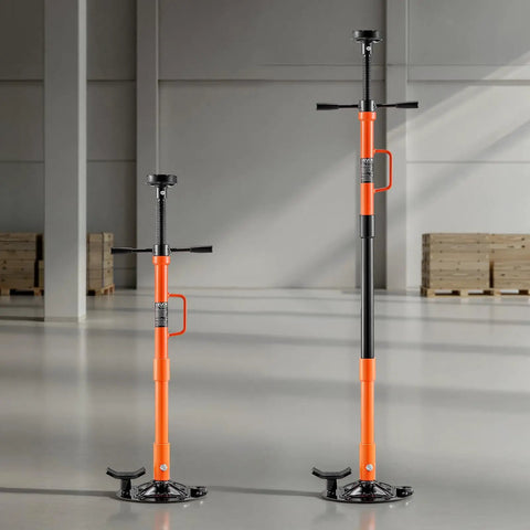 Legit Heavy Duty Underhoist Support Stand With Adjustable Height And Smooth Bearing Handle For 2204 Lb Rides, side view of two stands, one larger, one smaller.