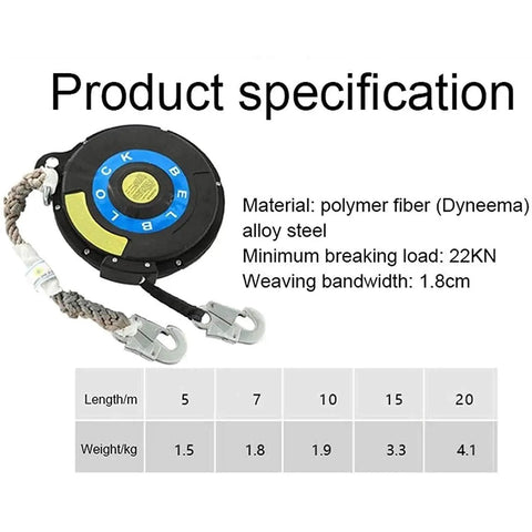 Heavy Duty Self Retracting Lifeline Fall Arrest Device Featuring Retractable Lanyard Webbing For Rock Climbing And Jobsite Safety Portable Antidrop Rope Kit Built Rock Solid Tackles 330 Pounds