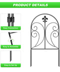 Arched Decorative Garden Fence Set, 10 Pack, 24 Inch High By 10 Foot Long Rustproof Metal Barrier For Yard And Patio detail
