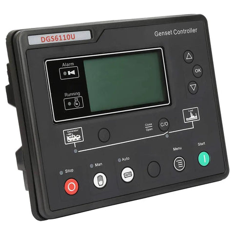 Electronic Generator Controller Module With LCD Display AMF Function Auto Transfer Switch Eight Language Support Load Test Key No Fuss Backlit Display For Smooth Utility To Generator Power Transfer, black plastic