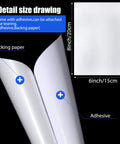 Vinyl Siding Repair Patch Kit 6x8 Inch Self Adhesive PVC Tape Hole Cover For Mobile Homes Skirting Fences And Exterior Walls White No Tools Needed Quick Easy Seamless Fix showing adhesive and backing paper with size dimensions.