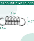 Slick Two Inch Hook To Hook Recliner Chair Tension Springs Replacement Kit For Furniture And Bed Frame Repair Zero Hassle Fix Heavy Duty Pack Of Eight Killer Fit Upgrade, showing dimensions 2in, 0.67in, and 0.1in.