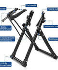 Foldable Bike Wheel Truing Stand With Spoke Wrench For Home Mechanics Aluminum Alloy Frame showing parts and features labeled
