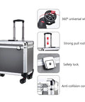 Heavy Duty Tool Box On Wheels With Locking Telescopic Handle Large Capacity Organizer Aluminum Alloy Storage Chest