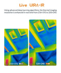 High Resolution Thermal Imaging Camera With 320x240 IR Sensor UIRA IR Thermometer Mode Native Heat Data And AI Powered Detection Portable Handheld Infrared Camera For Pros And DIY Enthusiasts showing 256x192 and 320x240 thermal view