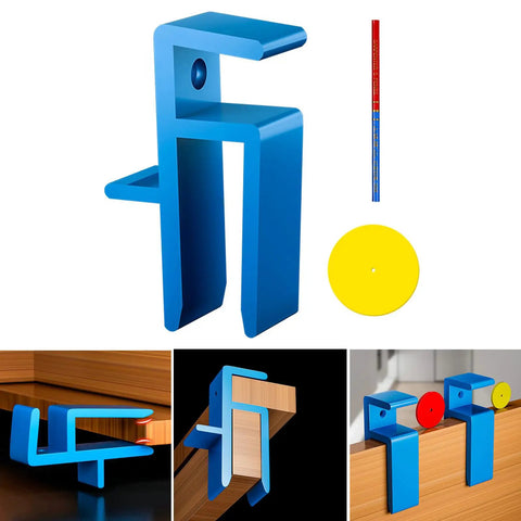 Pro Grade Woodworking Jigs Set Scribing Fillers Toe Kick Markers Ceiling Scribe Tools For Seamless Cabinet Installations Gap Free Finish Quick Draw Easy Setup No Sweat Four Pack in blue with tools for cabinetry fitting.