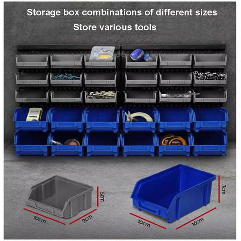 30 Bin Wall Mounted Storage Rack for Screws Nuts Bolts and Small Hardware Parts Heavy Duty Garage Tool Organizer with Bright Multi Colored Bins