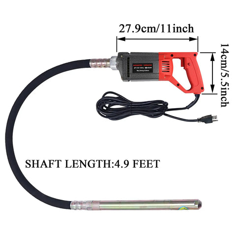 Beast Mode Ready Electric Concrete Vibrator 0.85 HP 850W Motor 13000 VPM Handheld Pencil Style For Construction And Patching Portable Lightweight Vibrator With Lock On Button For Extended Use