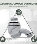 10 Pack 2 Inch Liquid Tight PVC Conduit Connectors Set Straight and 90 Degree Non Metallic Flexible Fittings for Home Gray