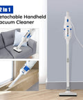 Ultra Lightweight 2-In-1 Corded Vacuum Cleaner With 14Kpa Power Suction standing on floor, detachable handheld option displayed.