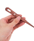 8-Piece Wooden Big Eye Knitting Needles With Double Eye Design And Smooth Rounded Tips For Wool And Nylon Crafts, Ideal For Scarves Macramé Tapestry And Crochet Projects For Yarn Lovers, wooden needle held in hand