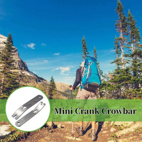 Hiker with Stainless Steel Pocket Bar EDC Tool Set Mini 3 Inch Crank Crowbars on scenic trail