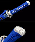 Blue Dragonfly Wakizashi Samurai Sword Combat Ready High Carbon Steel Hand Forged Full Tang Katana handle detail
