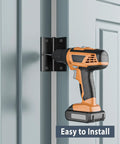Installation of Six Pack Three And A Half Inch Matte Black Door Hinges featuring square corners with a cordless drill.
