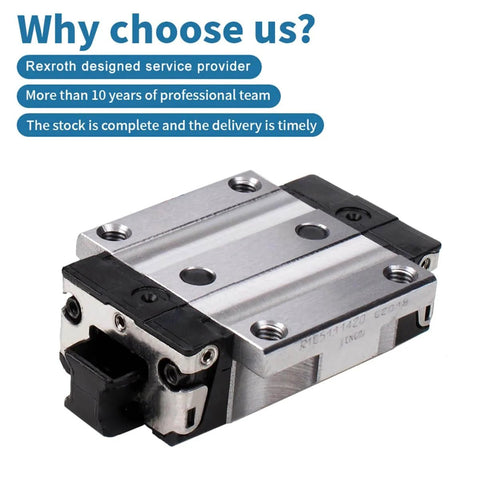 Single linear slide unit carriage R165119420 R165119422 R165119320 precision guide block, sealed ball bearing on white background