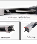 Top Shelf 3/4 Inch Woodworking Mortising Chisel showing 4 sharp corners and radian design for efficient chip removal.
