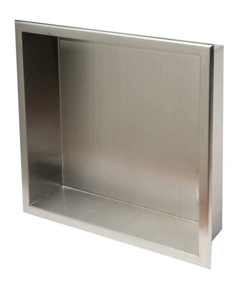 16 By 16 Inch Square Brushed Stainless Steel Bath Shower Niche Ready To Mount Fully Finished No Tile Work Clutter Free