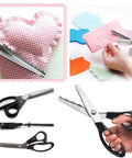 Pinking Shears For Fabrics Pro Grade Multi Purpose Stainless Steel Scissors With Black Handle 18mm on fabric and paper