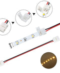 Two Pin LED Strip Connector for 8mm Wide 3528 2835 Single Color Flex Strips Solderless Snap Down Wire to Strip Adapter Beefy 4A 0 to 24V