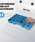 Open clear plastic tackle box with removable dividers, part of Clear Plastic Fishing Tackle Box Organizer Set Four Pack.