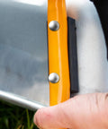 Installing 100 Pack Galvanized Pallet Rack Drop Pins M5 Round Head Safety Bolts for secure shelf assembly, shown in use.