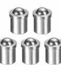 Top Tier 5 Piece Mini Ball Spring Plungers 4mm X 5mm Stainless Steel Precision Catch Latch For Cabinet Doors in a pack of five.