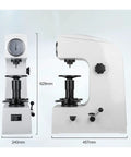 Built Like A Tank Rockwell Hardness Tester Machine Featuring Superficial Scales HRC HRA HRB And Solid Calibration Blocks for measurements.
