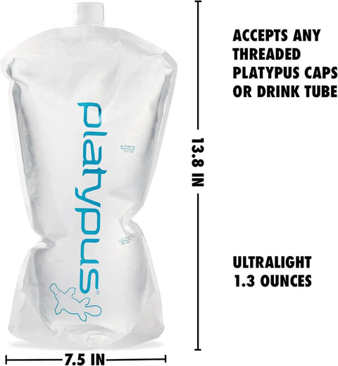 Ultralight Two-Liter Collapsible Water Bottle For Camping And Hiking With Screw Cap BPA Free BPS Free And Phthalate Free
