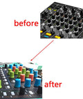 Before and after image using 5 Pack EQ Knob Replacement Set For DJ Controllers And Mixers Durable Potentiometer Fader Caps